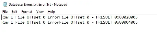 File of error