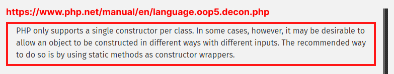 php support one single constructor