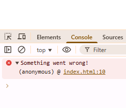 JavaScript Console Error Function